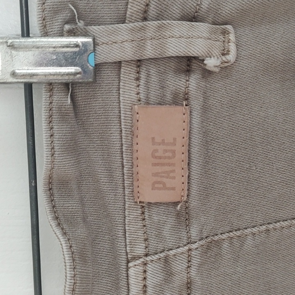 Paige High Rise Wide Leg Moss Taupe Brown Jeans Stretch Sz 26 Inseam 27.75 CARLY - Picture 7 of 12